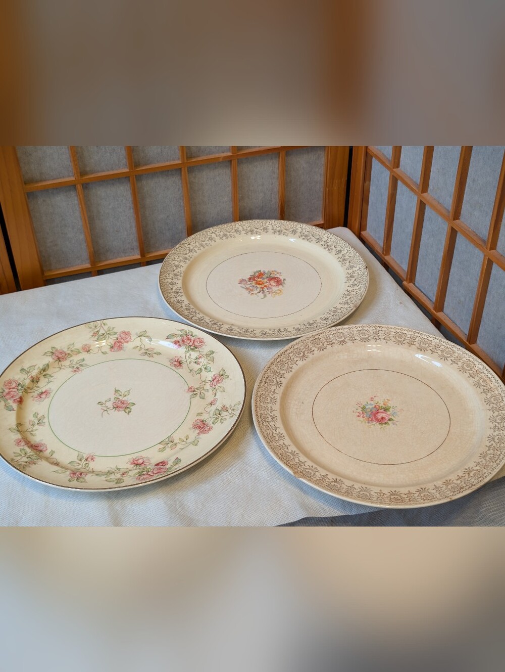 3 Plates 1930s Fine China Vintage Antique Plateware USA Grandma Cottagecore
